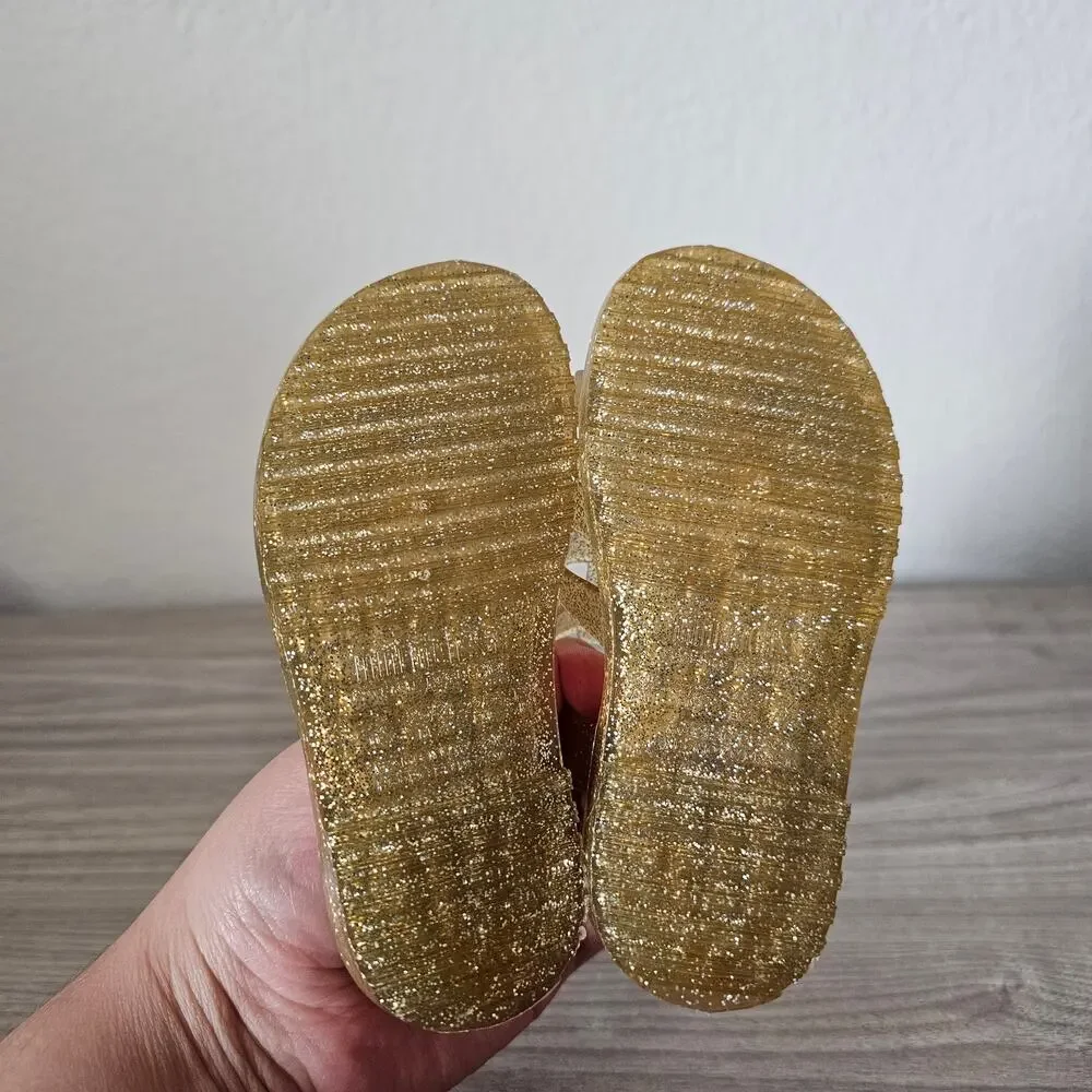 Mini Melisa Flox Sandal Glitter Gold Jelly Shoes Toddlers Little Kids USA 7